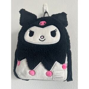 Hot Topic Exclusive Loungefly Sanrio Kuromi Fuzzy Sherpa Mini Backpack Kawaii